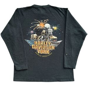 Vintage Harley Davidson Mens M Open House 2002 York PA Graphic Long Sleeve Shirt